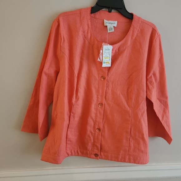 NWT Linen Coral Button-Up Blazer SZ Xl - Picture 2 of 7